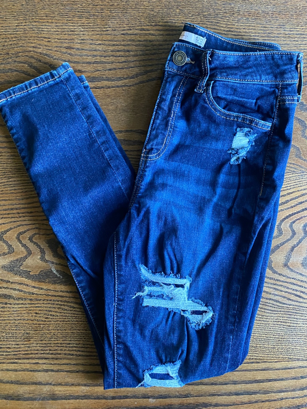 SO Womens Dark Blue Skinny Ripped Jeans